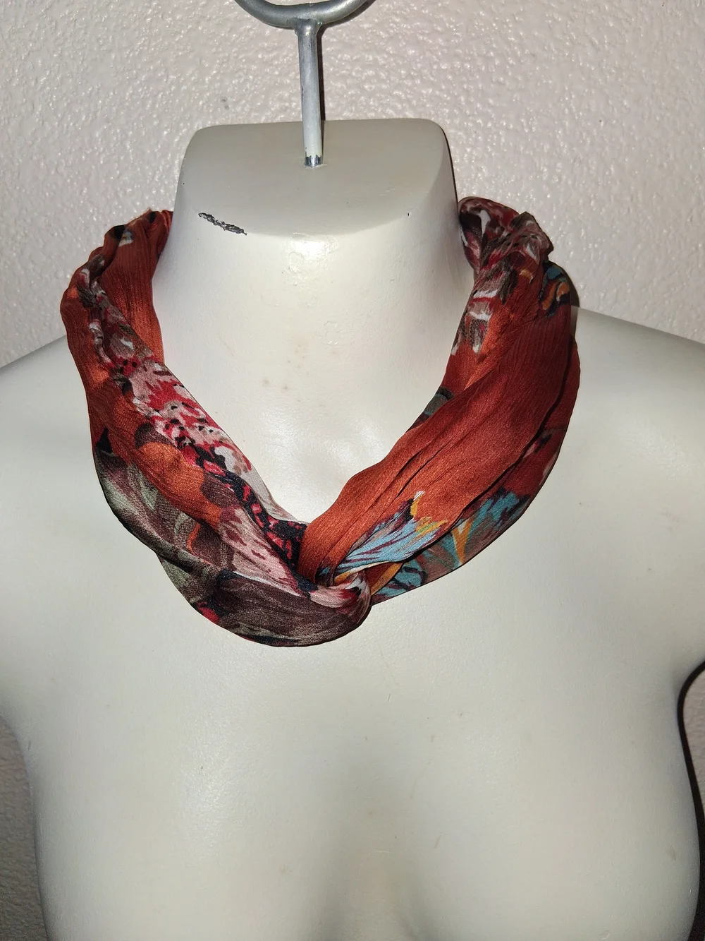 Lightweight Floral Yoga Headband Hairwrap in Rust Color